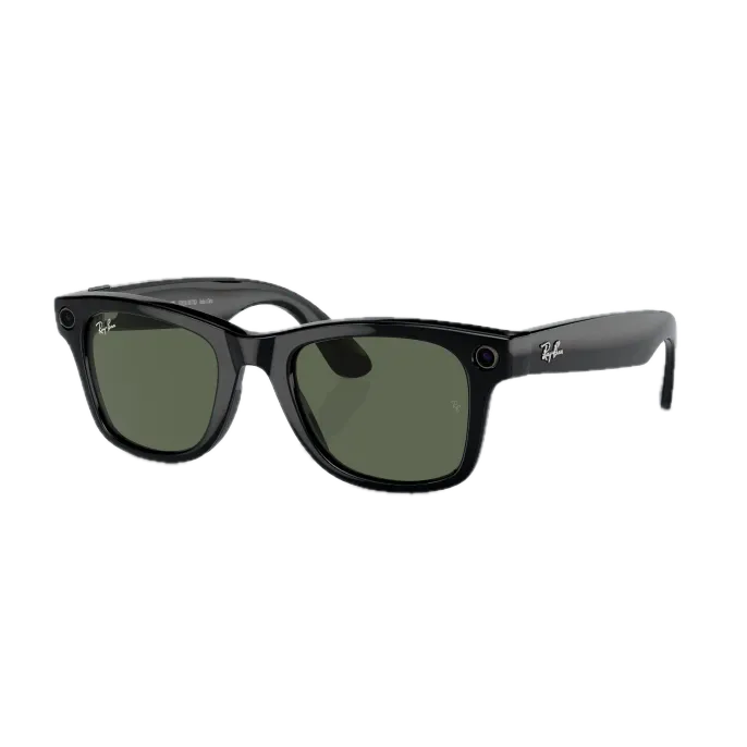 Умные очки RayBan Wayfarer L (2-е поколение), глянцевая черная оправа/линзы зеленые