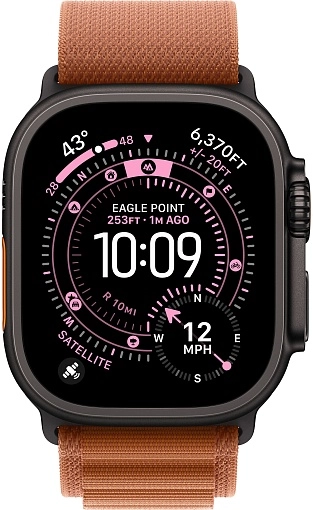 Apple Watch Ultra 3 49 мм, корпус из черного титана, ремешок Alpine терракотового цвета, размер L